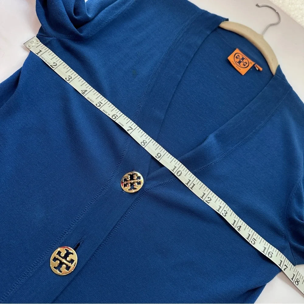 Tory‎ Burch Luxury Designer Navy Blue Signature Buttons Cardigan S